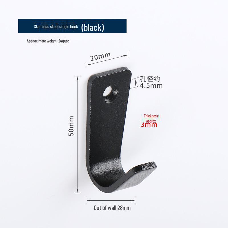 Черный крючок для одежды из нержавеющей стали 304 для ванной и кухни