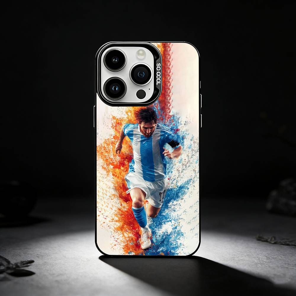 Чехол для телефона F-Football Лионель Месси-10 для iPhone 17,16,15,14,13,12,11 Plus,Pro Max,XS,Цветной серебристый чехол для телефона