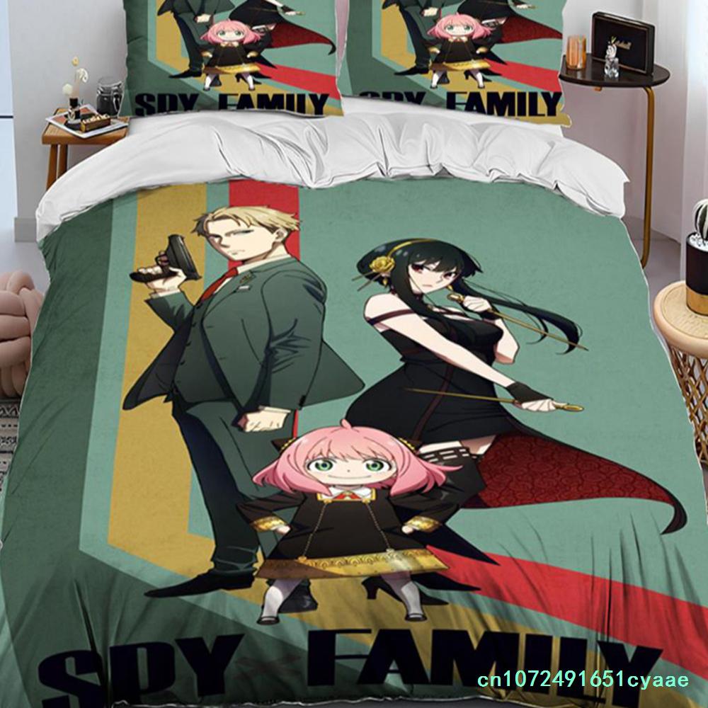 Япония Аниме SPY×FAMILY Мультяшный одеяло Постельное белье Комплект, Пододеяльник Постельный комплект Покрывало Наволочка, king Queen Size Комплект постельного белья Для мальчиков