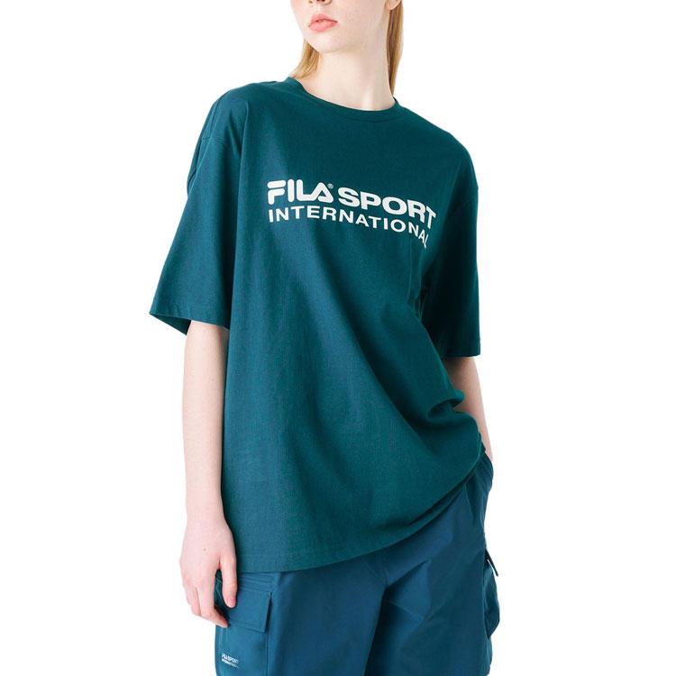 Fila Футболки Унисекс Зеленые С Круглым Вырезом Умеренный Прямой Крой FS2RSF2131X-PIG