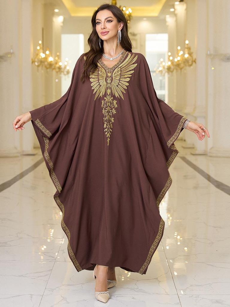 2025 European & American Cotton Embroidered Beach Cover-up Robe Style Dress