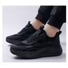 Men Waterproof Height Increasing Casual Shoes Spring Black Leather Soft Thick Sole Versatile Sneakers