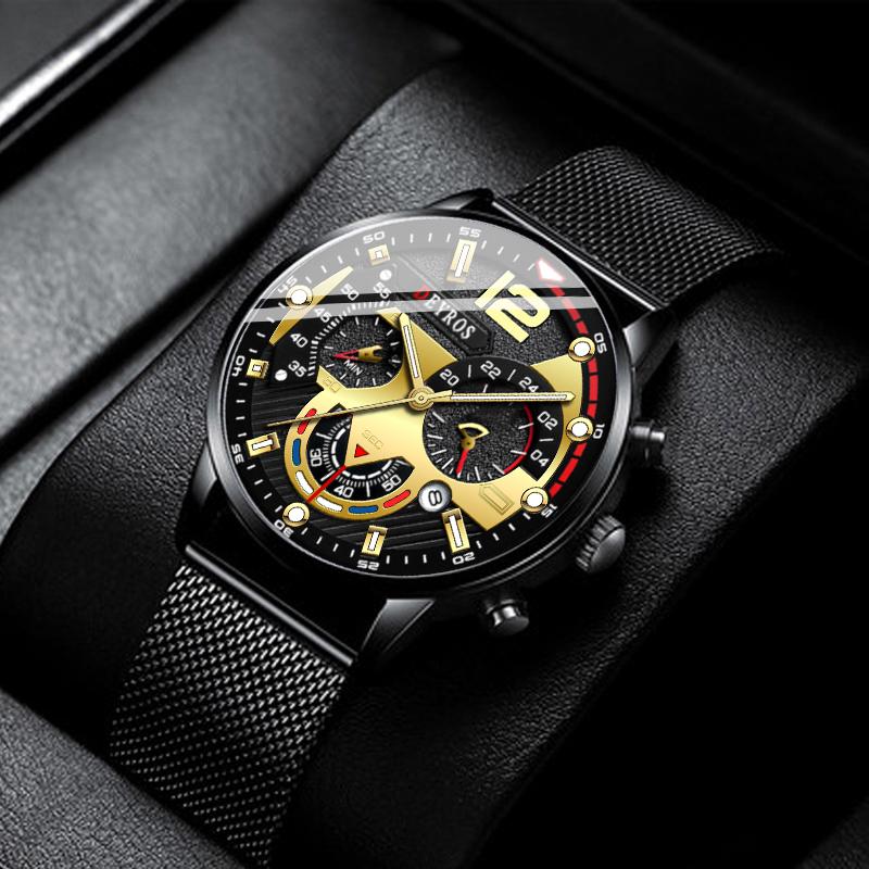 Fashion Black Men Watches Man Calendar Quartz Wristwatches Men Casual Business Watches Luxury Mens Round Dial Analog Watch