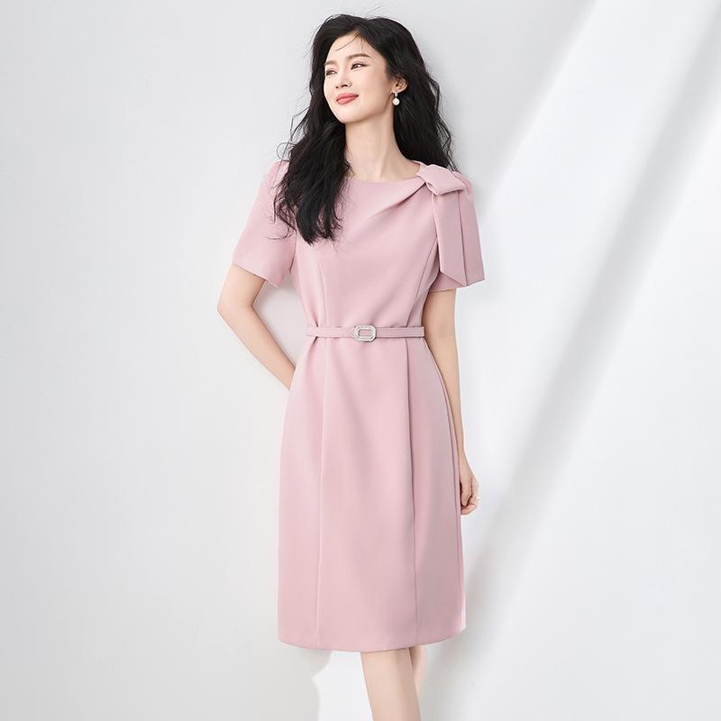 Летнее платье, украшенное бантом в стиле тихой роскоши - Элегантный облегающий талию стиль