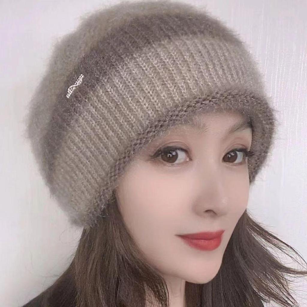 Autumn and Winter Polyester Wrapped Head Cap Knitted Hat Women's Warm Hat Wool Handmade Jacquard Hat