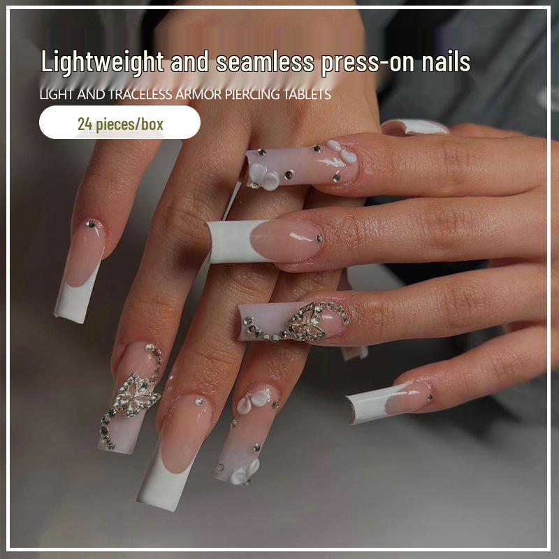Trendy Butterfly Rhinestone Nail Stickers - Removable European & American Fashion
