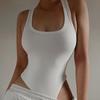 Sleeveless Knit Bodysuit Summer Sexy Off Shoulder Halter Tops Casual Street Bodice For Women ClubWear