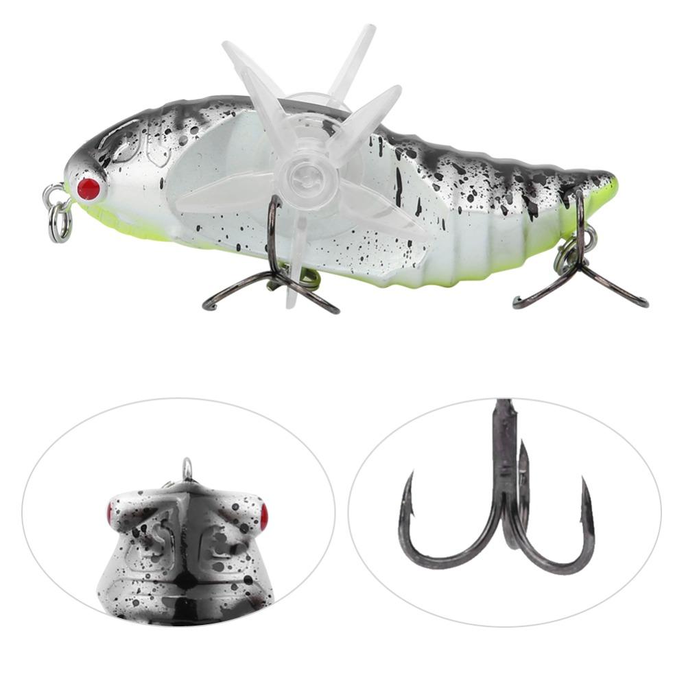 2PCS 7.5cm Length Bionic Cicada Lure with Rotating Spins Artificial Fishing Lure River Fishing