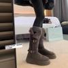 Fur Integrated Gray Snow Boots Women's 2025 Winter New Retro Two-wear Medium Tube Velvet Thickened Northeast Cotton Shoes
