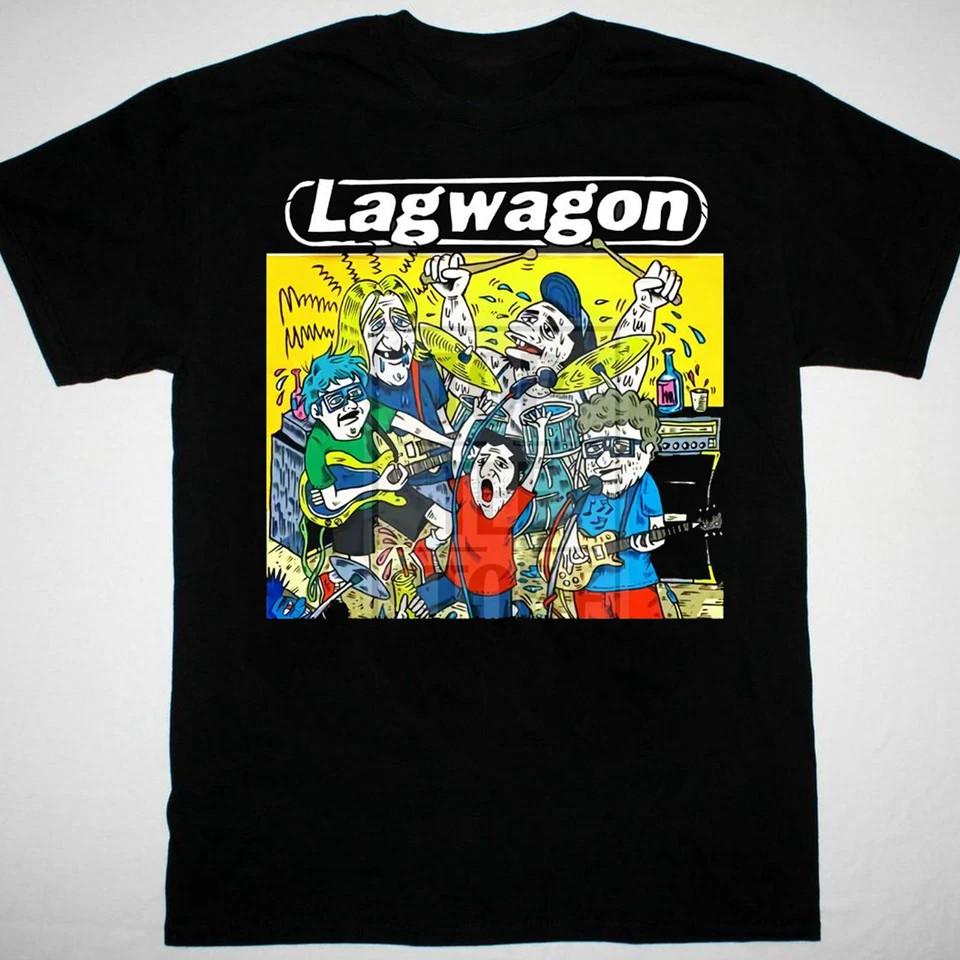 Студенты колледжа Хлопковая футболка Lagwagon группа карикатура футболка черная унисекс Хлопок Все размеры S-5XL