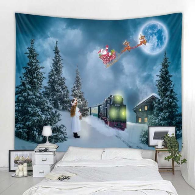 Рождественские украшения гобелен Санта-Клаус снежная сцена настенный подвесной хиппи фантазия сцена фон ткань богемное украшение дома