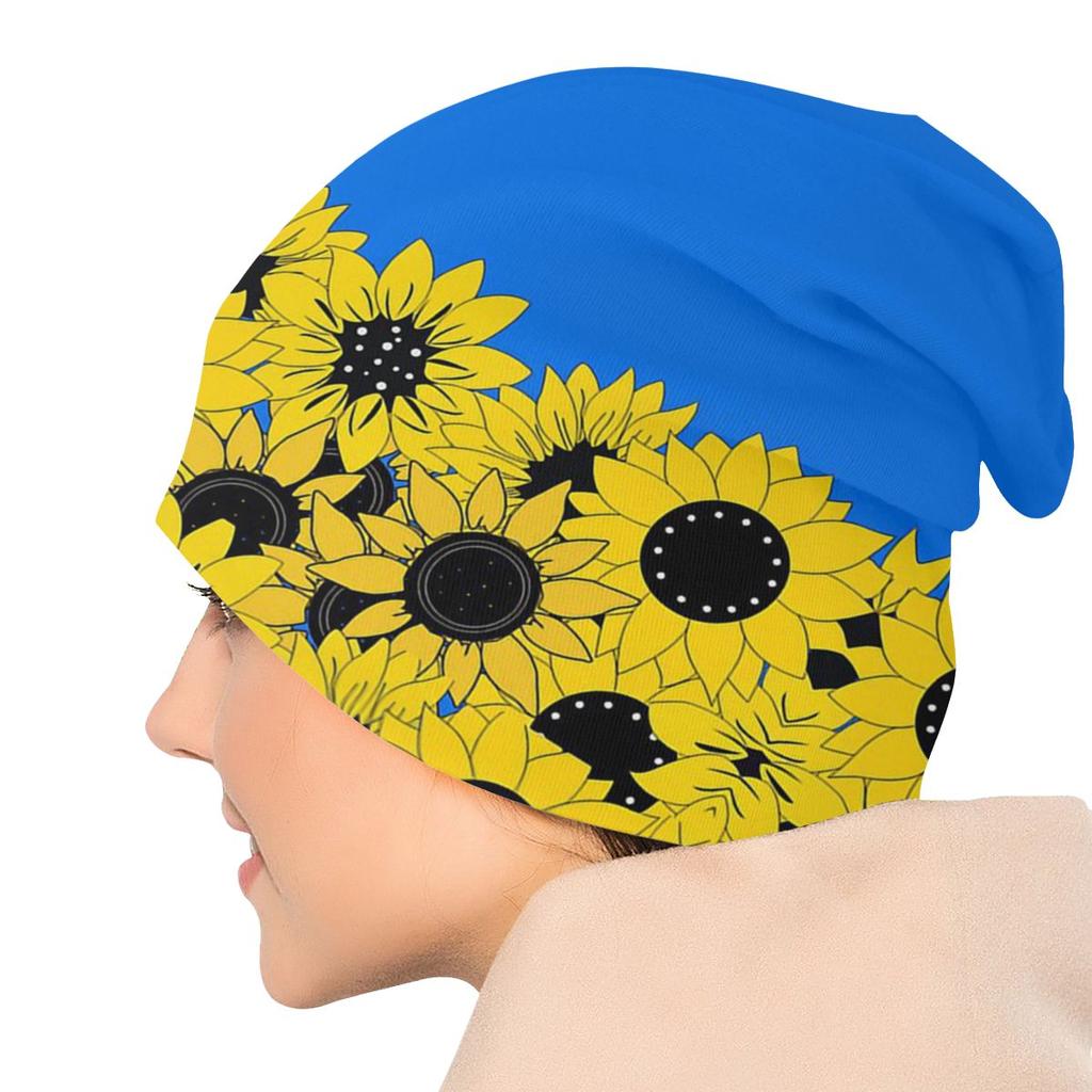 Подсолнухи и синий цвета флага Украины, унисекс, капот, зимние теплые походные шапки, двухслойная тонкая шапка, дышащие шапки