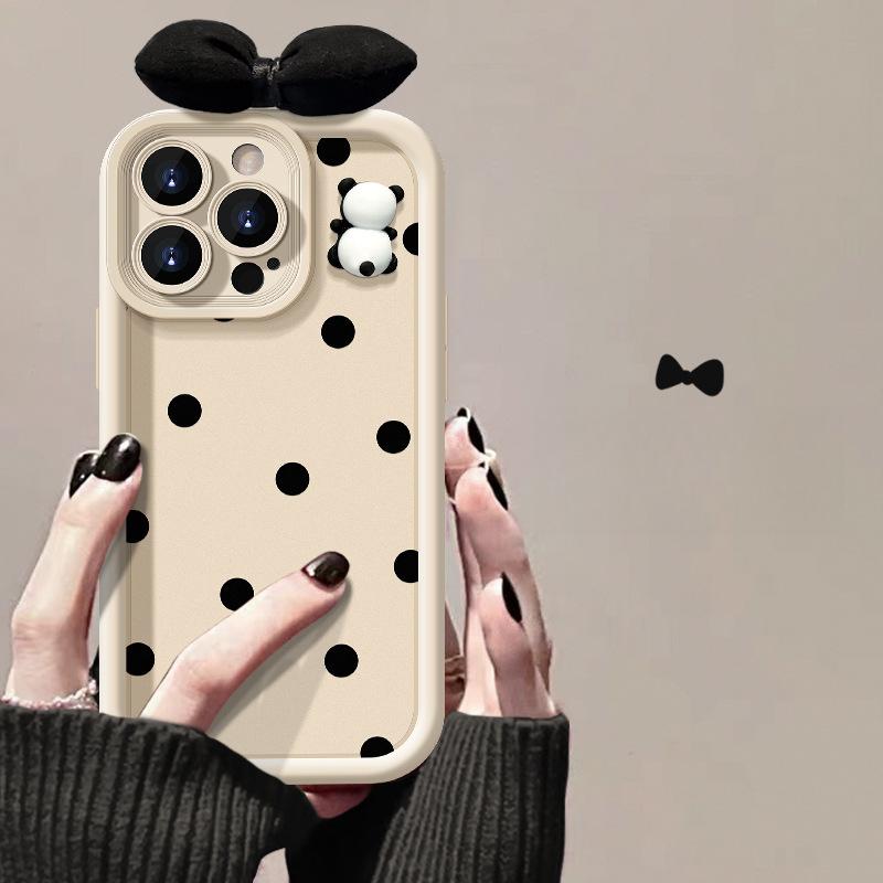 Applicable To Apple 15pro Mobile Phone Case IPhone 13/14 Polka Doll Bow 11/12 Matte Silicone Xs
