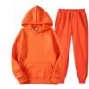 Unisex Autumn Plus Velvet Fleece  Tracksuit Hoodies Casual Solid Color Thick Pullover and Long Pant 2-piece Set Men Women Jogger Sports Suit