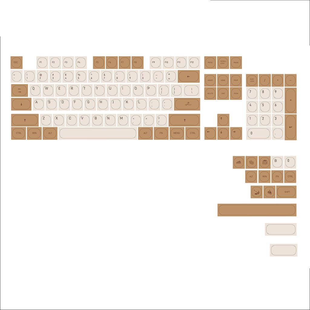 119Key Tiramisu Keycaps MA Profile PBT Dye Sublimation Process Keycap for Mechanical Keyboards Switches