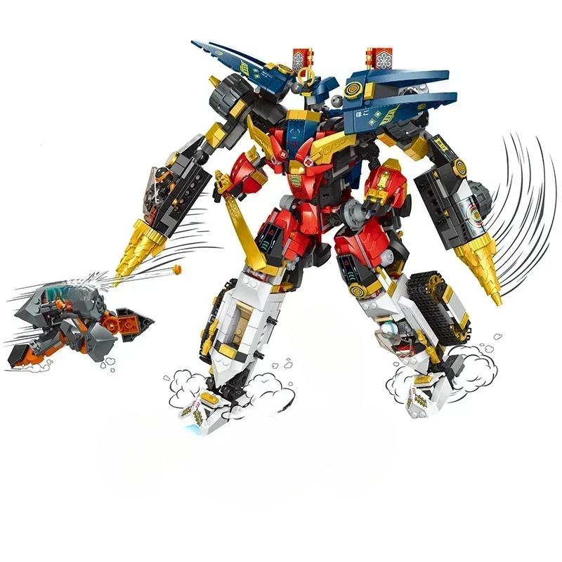 703 шт. 4 в 1 супер комбинированные строительные блоки меха титановый робот меха колесница подходит деформация детская игрушка мальчик подарок