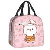 Mochi Cat Chef Peach Insulated Lunch Bag for Outdoor Picnic Peach And Goma Resuable Thermal Cooler Lunch Box Women Children