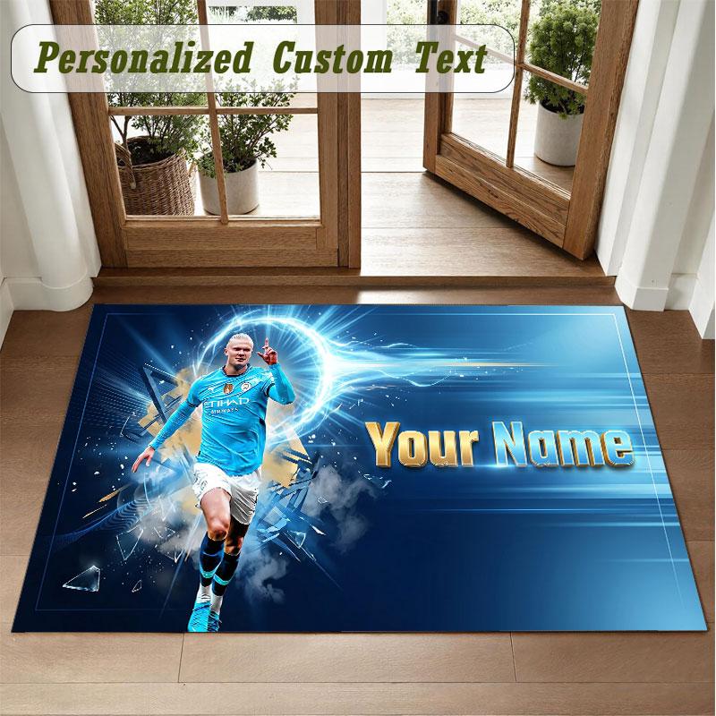 Crystal Velvet Square Rug Custom NameErling Haaland Pattern Non Slip Home Floor Decor Rug