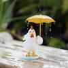 Holding Yellow Umbrella Chicken Figurine Cartoon Chick Resin Statue Sculpture Home Office Desktop Decoration Ornament