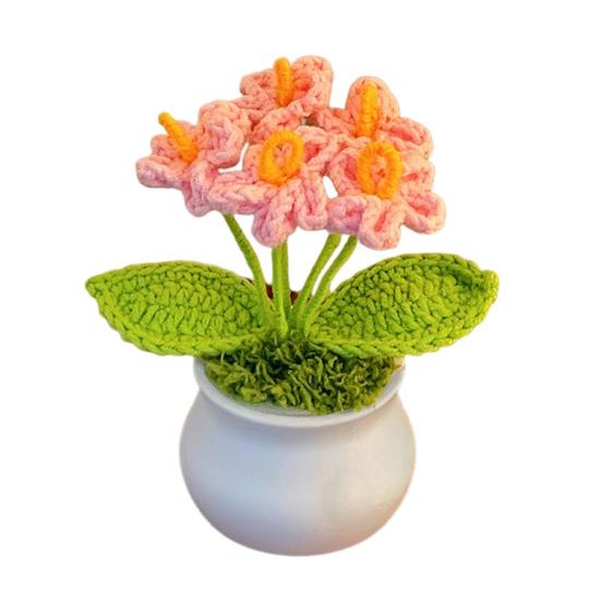 Цветы ручной вязки ручной работы Ландыш Растение Готовый вязаный крючком Подсолнух в горшке Искусственный цветок Незабудка для украшения дома и рабочего стола