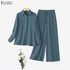 Women Long Sleeve Blouse and Pants Casual Two Piece Suit Sets