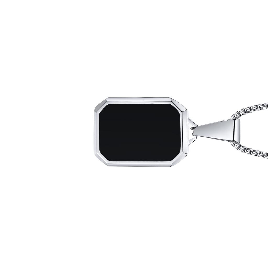 Stainless Steel Geometric Necklace Rectangular Pendant Necklace Stone Neck Jewelry Chain Necklace Suitable for Men