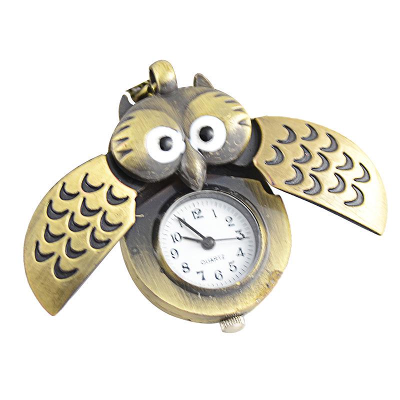 Nostalgic Antique Bronze Owl Pocket Watch with Fine Chain – Small Size (6104)