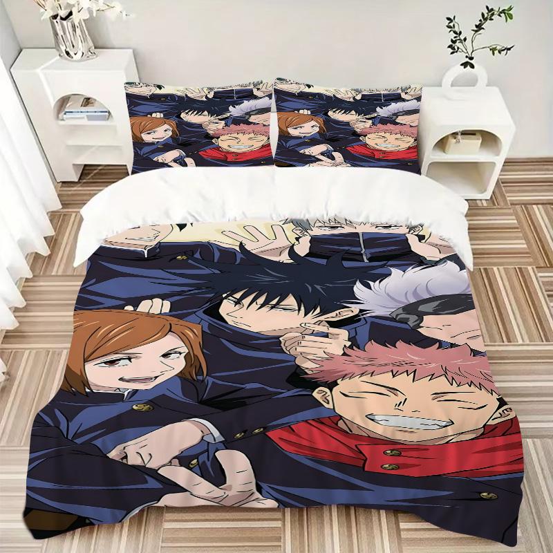 Jujutsu Kaisen Group Print 3Pcs Bedding Setduvet Cover With 2 Bedropillowcase Home Birthday Gift