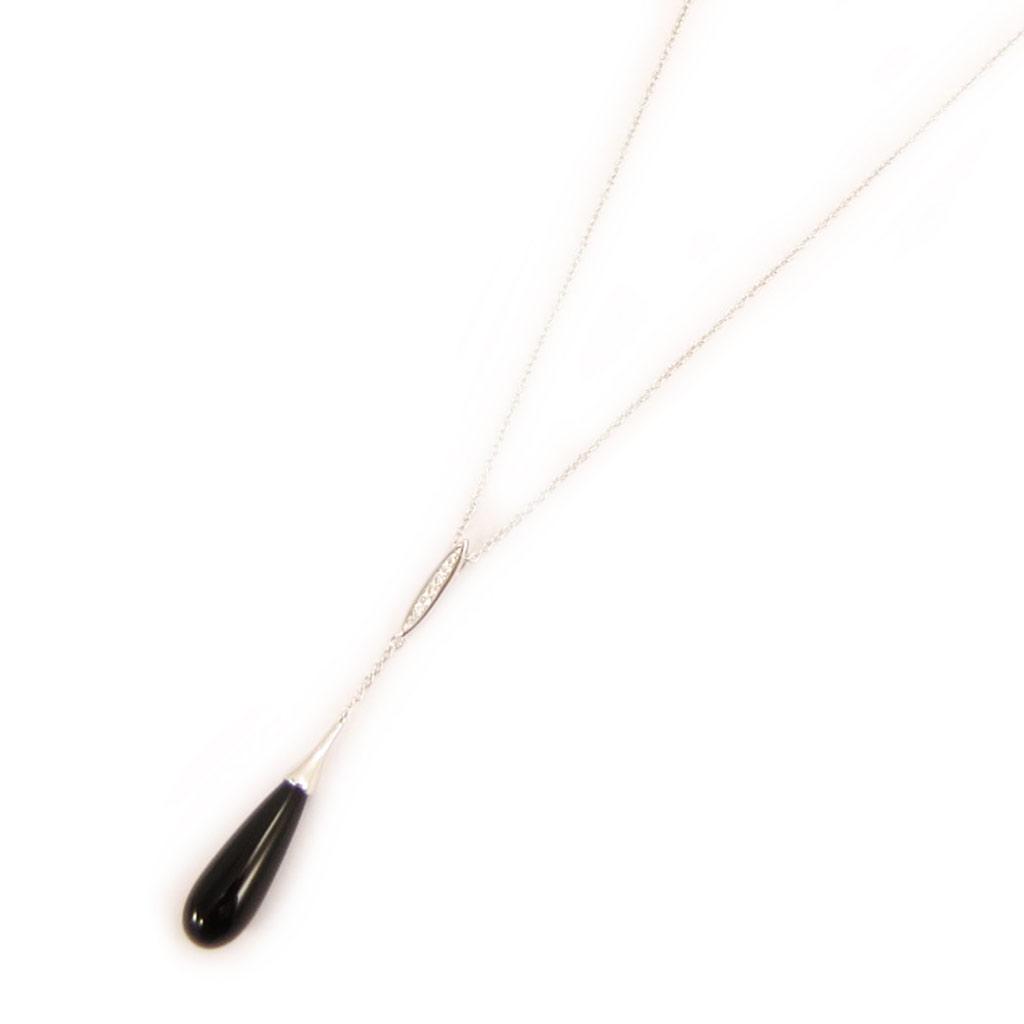 Les Trésors De Lily [L4601] - Silver Necklace 'Eva' Black Silver (rhodium-plated) - 50x8 Mm