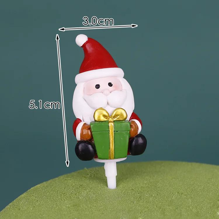 Christmas Cake Toppers Resin Santa Claus Cake Decor Xmas Small House Cupcake Dec Merry Christmas Decor For Home Happy New Year