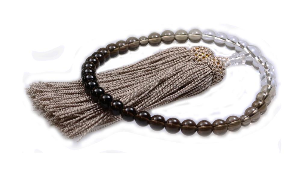 Nakago, Founded In 1885, Kyoto Prayer Beads, Brown Crystal Gradation, with Silk Tassel and Prayer Beads Pouch (suitable for Women of All Sects)