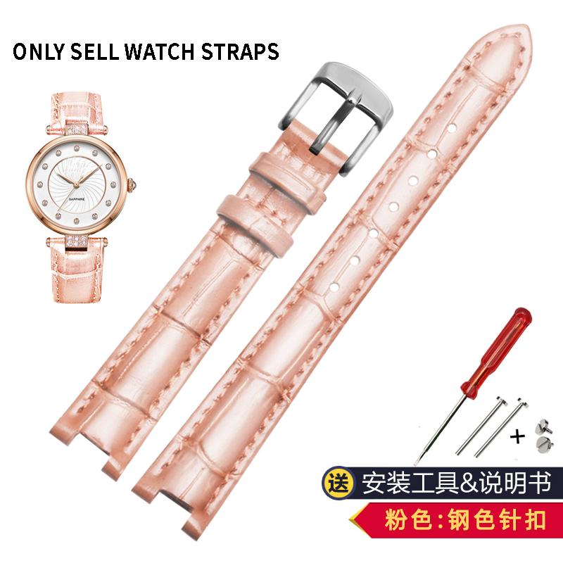 For Rossini 516752 616764 517784 5758G Notch Watch Chain Cowhide Leather Watchband Red Bracelet Men Women 14mm 16mm 18mm Strap