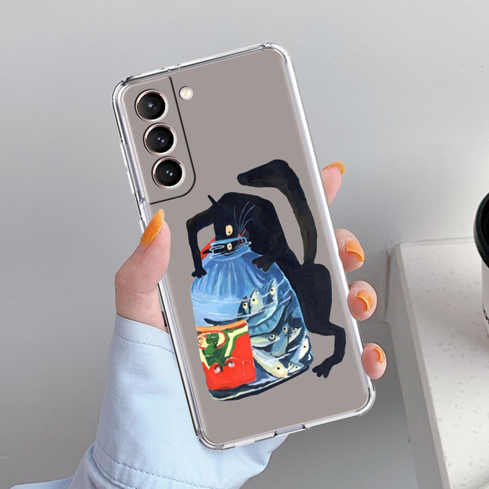 Чехол для телефона Samsung Galaxy S26 S25 S24 S23 S22 Ultra S20 S21 FE 5G Plus Мягкий прозрачный чехол Милый кот Играет Весело