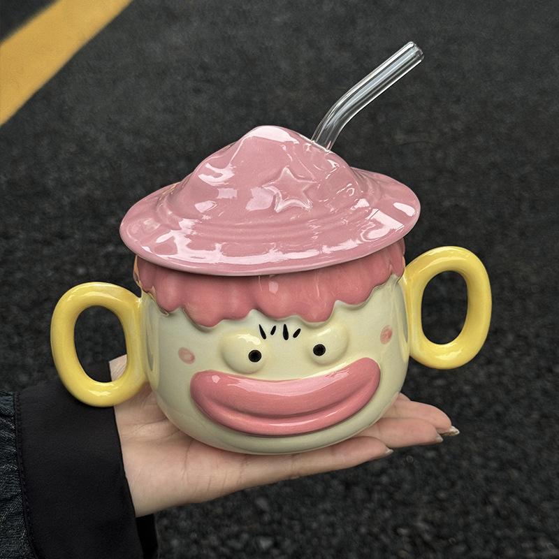 Милая кружка клоуна Смешная керамическая чашка с крышкой для подарка на день рождения лучшему другу девочкам сувенирный подарочная коробка