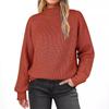 Solid Color Pullover Turtleneck Sweater Top Long Sleeve Sweater for Women