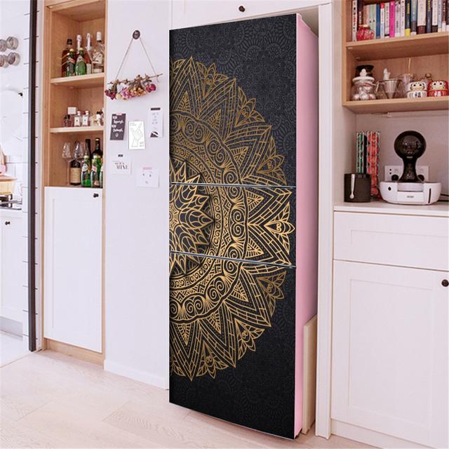 3D Flowers Self Adhesive Refrigerator Wrap Freezer Sticker Art Fridge Door Cover Wallpaper Relief Flower Kitchen Accessories