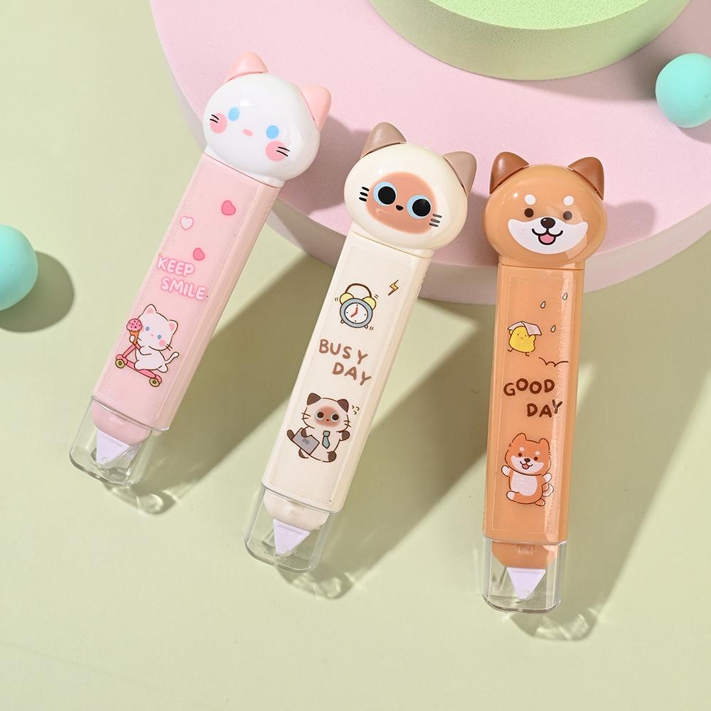 1/4 шт. Лента-корректор Busy Cat и клей-карандаш Милый мультяшный котенок Двусторонняя функция Корректирующие ленты Клей