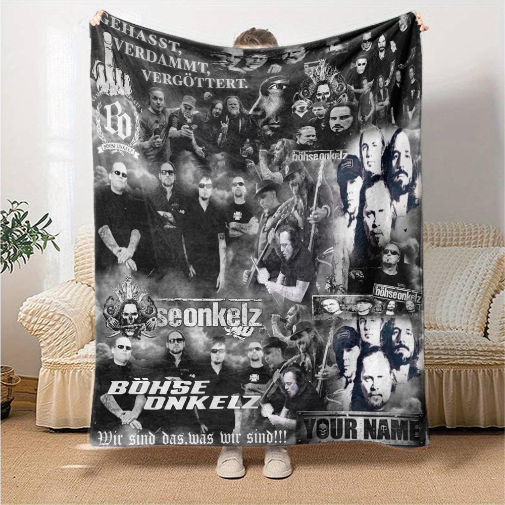 Name Custom Böhse Onkelz Poster Print Flannel Blanket High Quality Warm Comfortable Cover for All Seasons Perfect for Gifts Home Decor