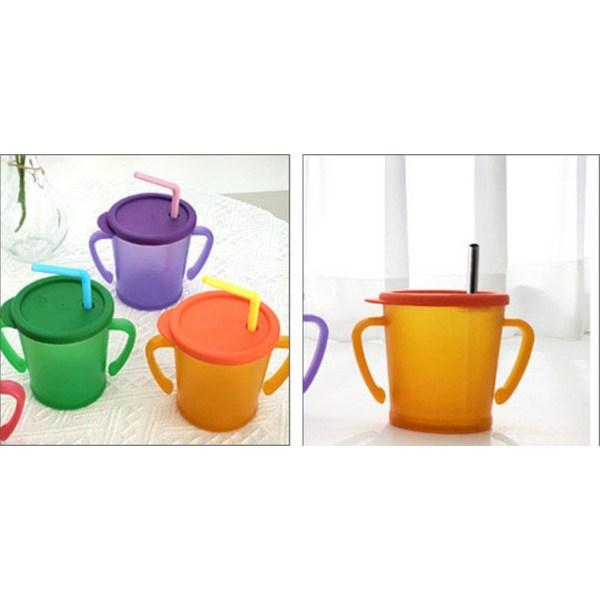 Соломенная чашка Agafura Magic для младенцев 300мл, 2 упаковки, оранжевый, зеленый