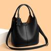 Women's Fashion Lychee Pattern Bucket Bag Soft Leather Foreign Air Straddle Bag