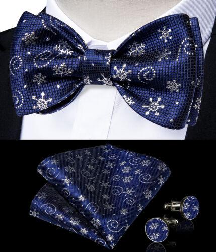 Мужской шелковый галстук-бабочка, регулируемый синий галстук-бабочка, набор запонок с цветочным принтом пейсли