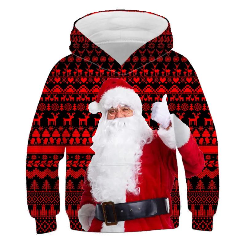 New Kid Hoodies Sweatshirt Boys Girls Christmas Printing Costume Children Clothing Family Party Santa Claus Kids Pullover Coats
