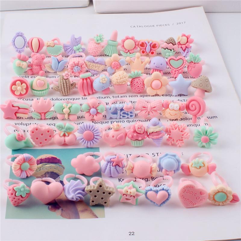 10 шт. мультяшное детское кольцо из смолы, милое цветочное кольцо, матовое кольцо, подарок