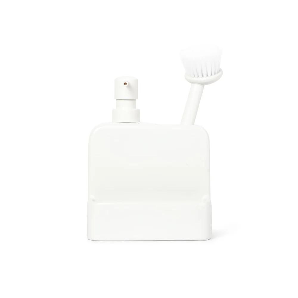 Керамический дозатор жидкого мыла со встроенным держателем для щетки Многоцелевой диспенсер Кухня и ванная комната Сверхпрочный Легкое использование одной рукой