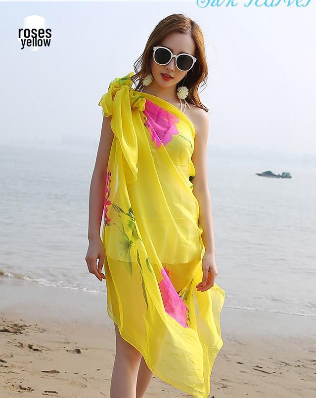 Women's Chiffon Scarf - Lightweight, Printed Sun Protection for Spring, Summer, Fall - Versatile Beach Shawl