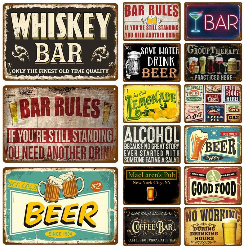 Vintage Tin Sign Home Decor Items Wall Decor Art Wall Mural Room Decoration Items Decor Men Retro Metal Sign Plate Bar Posters
