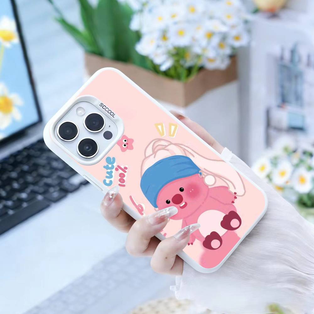 Милый Мультяшный Чехол K-loopy Для iPhone 17,16,15,14,13,12,Pro MAX Черный Матовый Ударопрочный Чехол