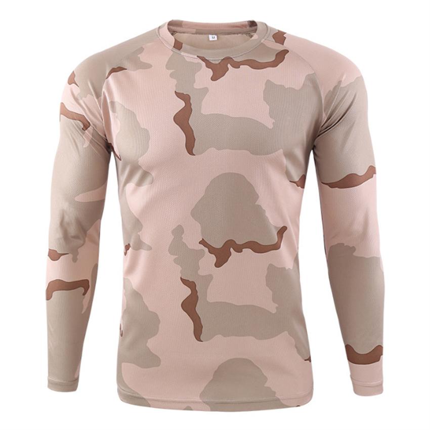 Spring and Autumn Outdoor Python Print 3D Jungle Camouflage Training Clothing Crewneck T Shirt Men's Loose Long Sleeves