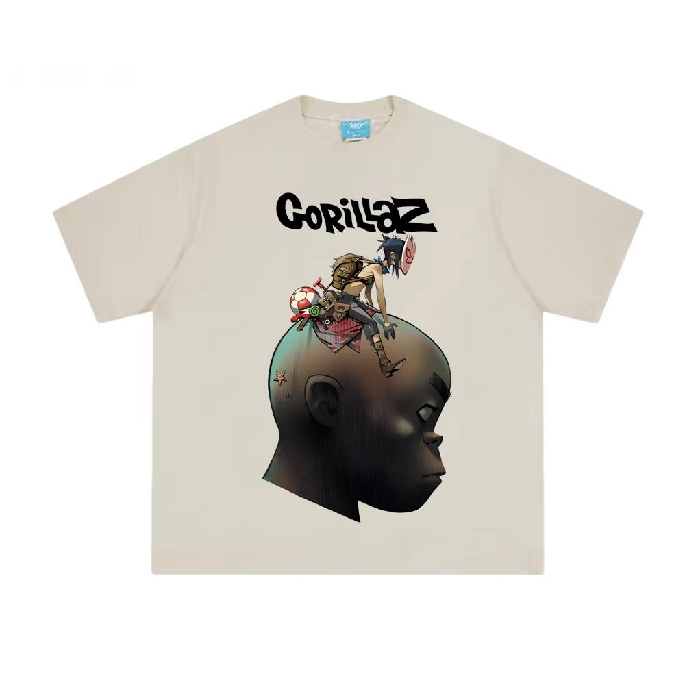 Футболка Plastic Beach 2025 Новая Gorillaz Мужские футболки Хлопок Высокое качество Как на официальном сайте Футболка Винтажная С короткими рукавами
