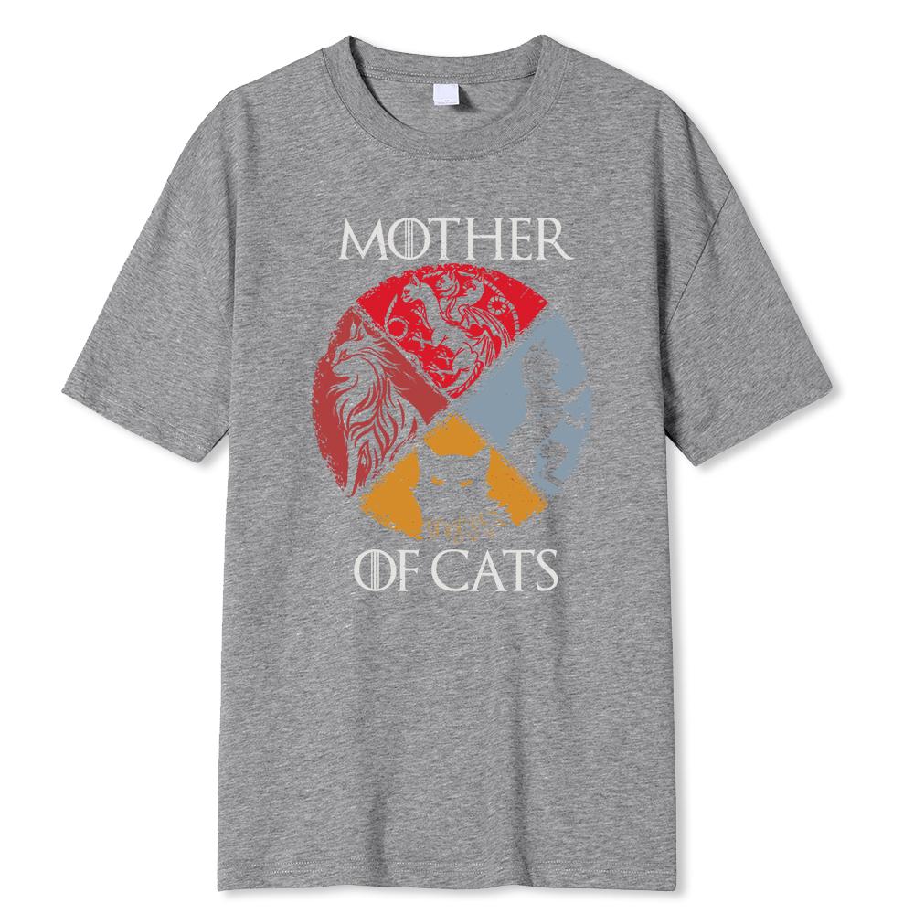 Cat Family Mother Of Cats Printing Male T Shirts Quality Tshirt Summer Casual Cotton Tops Breathable Tee Clothes Man